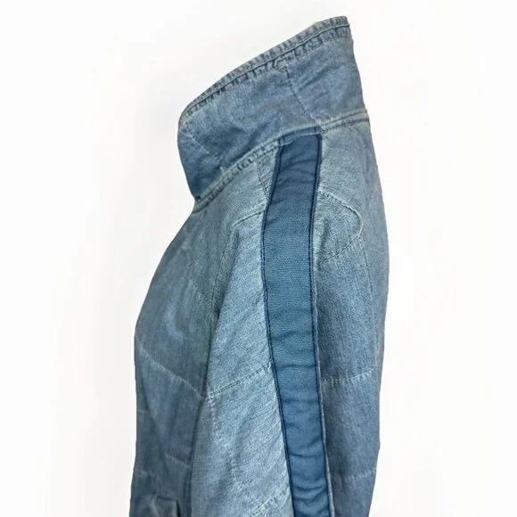 💙🧥 Free People We The Free Quilted Denim Jacket Dolman Oversized Medium - Picture 12 of 14